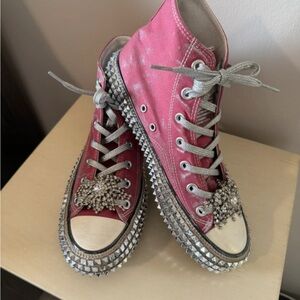 Free People Pink Studded High-Top Sneakers